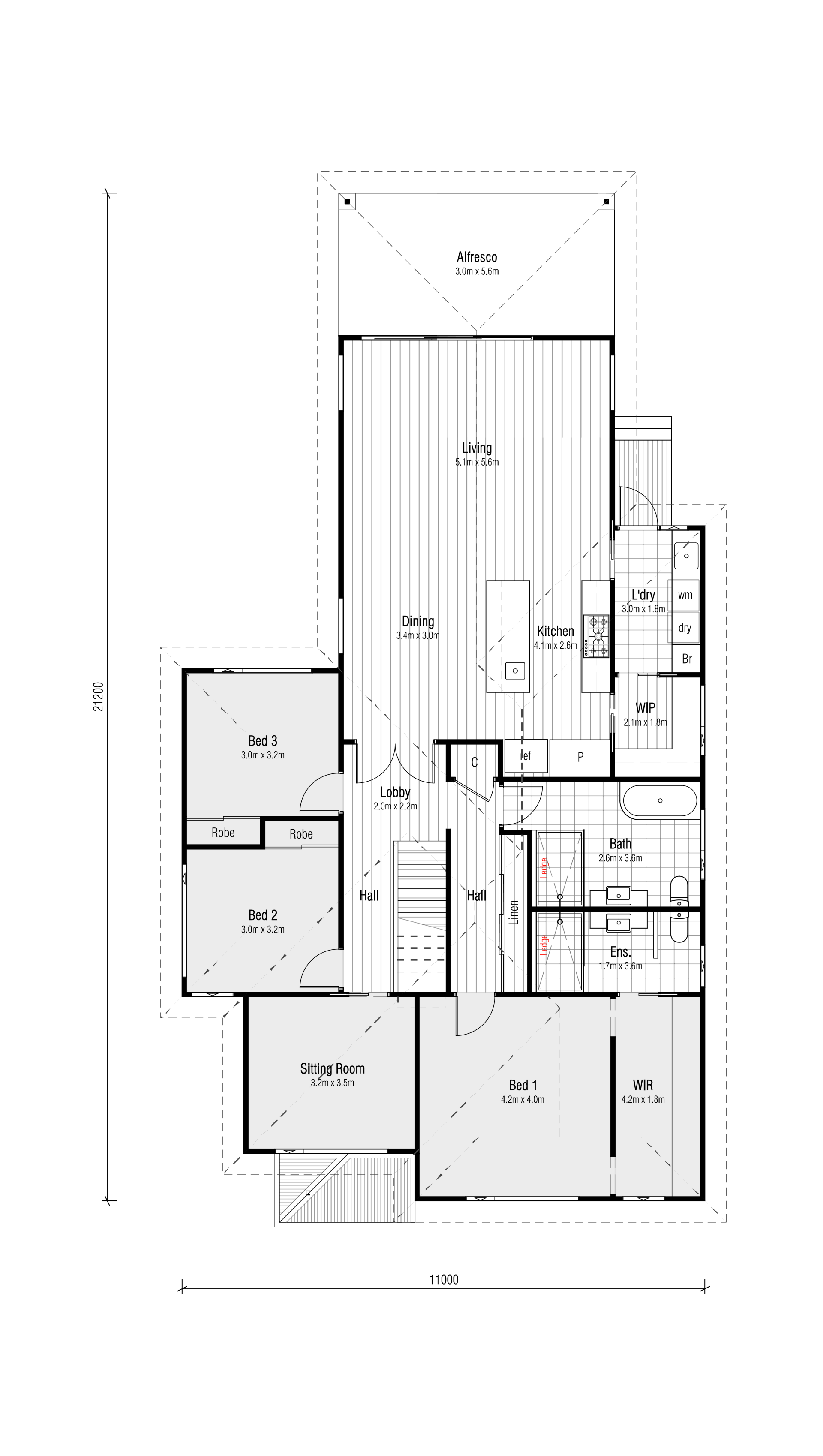 Tassie Homes - Huntingfield House 1 - Upper-level floorplan