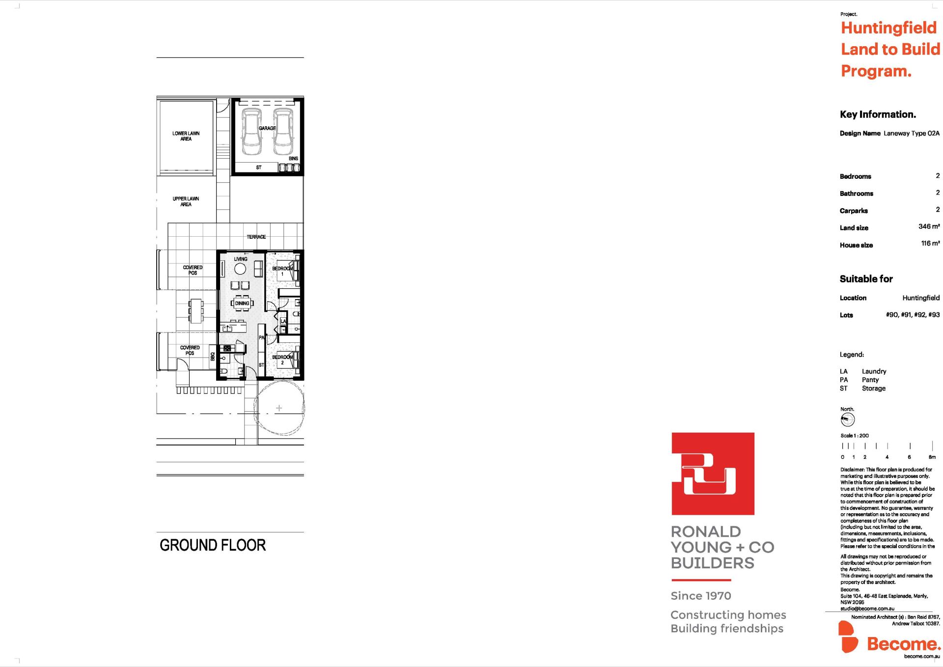 Ronald Young & Co - Lot 90, 91, 92, 93 - Laneway Type 02A - Floorplan - Huntingfield